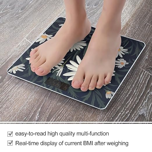 Daisy Scale for Body Weight Precision Bathroom Weighing Scales with Back Lit LCD Display Sturdy Tempered Glass Body Weight Scales Digital Bathroom Scale 400lb