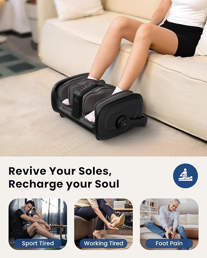 COMFIER Shiatsu Foot Massager with Heat Calf Massager for Plantar Fasciitis Kneading/Vibration/Compression Feet Massager Remote Control Up to Size 14 Gifts for Women Men