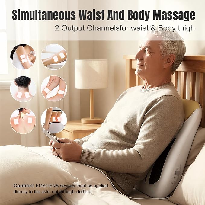 Back Massager with HeatEMS Muscle Stimulator MachineTENS Full Back Massager for Pain Relief Deep Tissue5 Modes and 50 IntensitiesTimer FunctionMassagers for Back Pain3 Vibration Modes