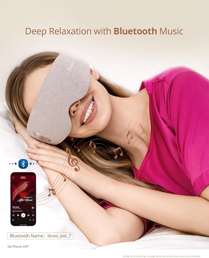 Eye Massager with 2 Level Heat &amp Cool 150 Mins Uses 3 Modes &amp 14 Vibration Heads Heated Eye Mask with Bluetooth Music for Migraine Eye Strain Puffiness and Dry Eye Relief Eyes Care for Wo