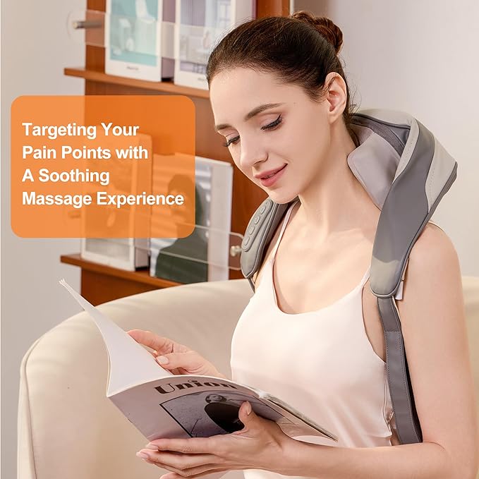 Neck Massager for Pain Relief Deep Tissue Shiatsu Neck and Back Massager With Heat Electric Massage Pillow for Shoulder Leg Body Muscle Pain Relief Gifts For Women Men Mom Dad (Black【with bag】)