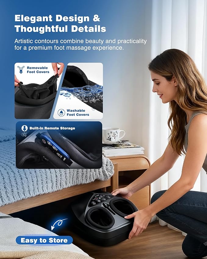 KNQZE Shiatsu Foot Massager with Heat and Remote 2026 Upgraded Lift-Arch Design 3D Deep Kneading Relief for Plantar Fasciitis and Foot Pain Fits Up to Men Size 14 Ideal Gift for Mom Women Men
