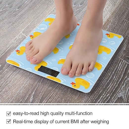 Men's Smart Scale for Body Weight Digital Bathroom Weighing Scale Automatic Switch Energy Saving Scale Yellow Rubber Ducks Bubbles White