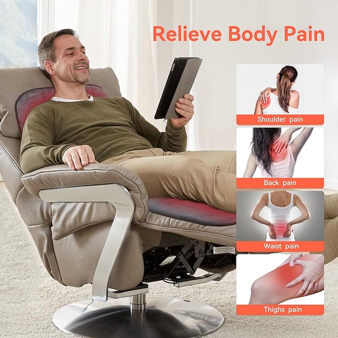 Massager Pad Back Massager with Heat and 10 Vibrating Motors for Pain Relief Body Massage for Back LumbarLeg Gifts for Men Women Long 53