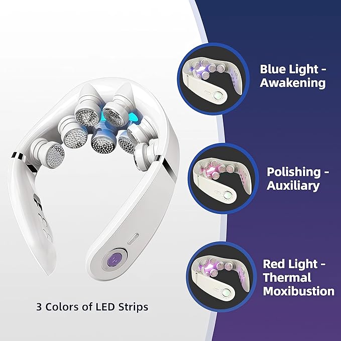 Neck Massager with Heat for Deep Tissue Pain Relief Promote Muscle Relaxation 3 Heat Settings 12 Modes 9 intensities Physical vibration Smart Voice with Remote Control Gifts for Men Women