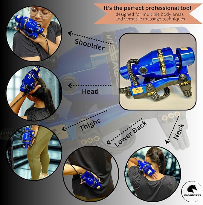 Full Body Corded Massager for Barbers Electric Powerful Double Speed Muscle Relaxer with Floating Head Action for Pain Relief &amp Circulation (Blue)