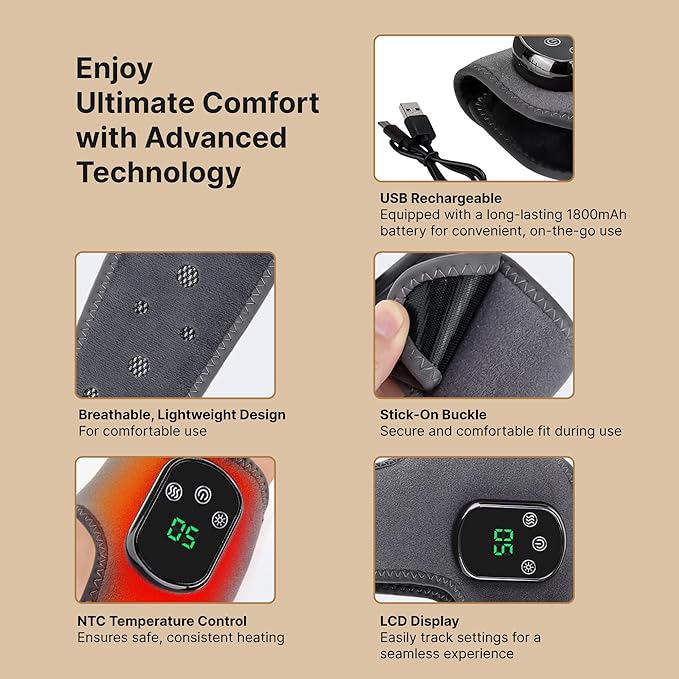Triple Method Therapy Foot Ankle Massager - Massage for Neuropathy with 5 Heat Levels Vibration Modes Compression - Portable Heating Wrap Device for Pain Relief Rejuvenate Feet Circulation