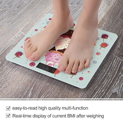 Delicious Cupcakes Bathroom Scale Large LCD Backlight Display Digital Scale Rounded Corners Body Scales Automatic Power On/Off Bathroom Scales for Home Bedrooms