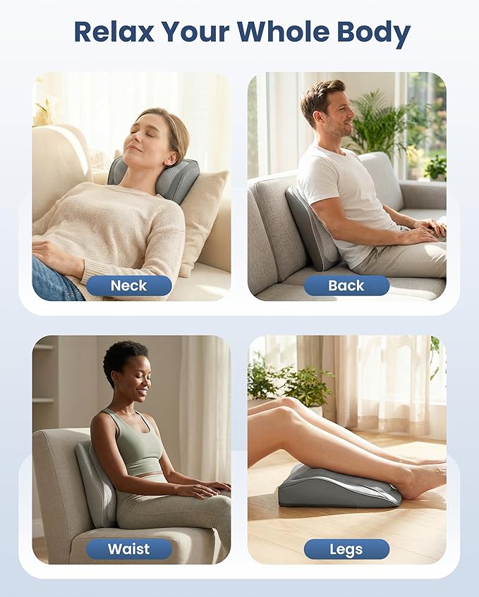 COMFIER Shiatsu Back Massager with Heat &amp Vibration Knead Neck Shoulder Massager for Pain Relief Deep Tissue Neck Massage Pillow Portable Lower Back Massager for Chair Car Home Office Use - G