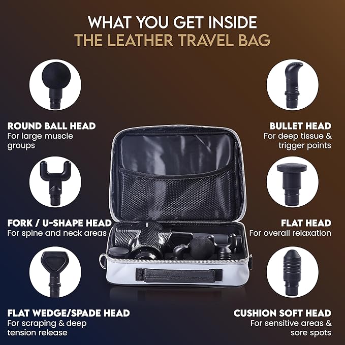 Massage Gun Gift with Carrying Case - Deep Tissue Back Massager for Pain Relief with 6 Percussion Relaxation Heads - Silent Brushless Motor for Wife Mother Dad Husband (Black)