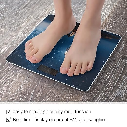 Lighthouse Under Starry Night Sky Scale for Body Weight Accurate Digital Bathroom Scale Toughened Glass High Precision Scales Smart Weight Scales with Large LCD Backlight Display Weighing Machine