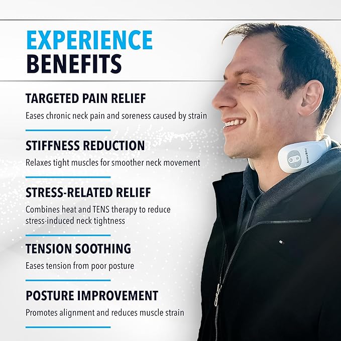 FORTHiQ Neck TENS Machine with Heat Electric Neck Massager for Pain Relief 15 Levels Deep Tissue Massage Portable and Soothing FSA-HSA Eligible