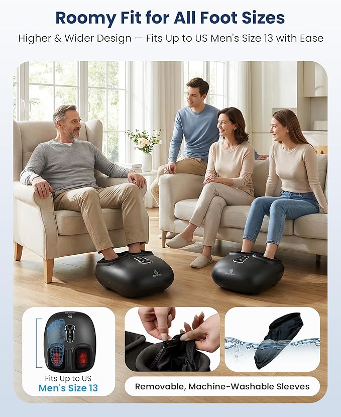 COMFIER Shiatsu Foot Massager with HeatVibrationRolling CompressionFSA Eligible HSA StoreFeet Massager Machine for Plantar FasciitisNeuropathy PainMothers Day Gifts for WomenSize up to 13“