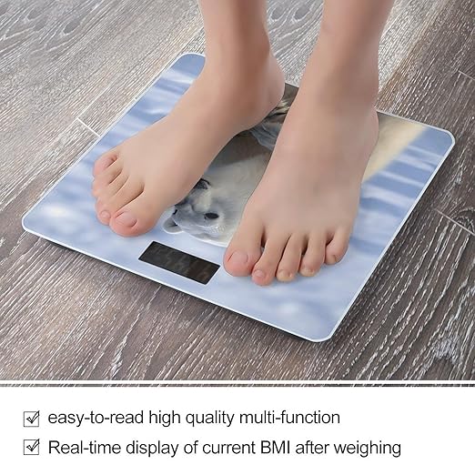 Polar BearScale for Body Weight with LCD High Precision Weighing Scales Fashion Sturdy Tempered Glass Weight Scales Easy-to-Read Digital Bathroom Scale for Daily 400lb