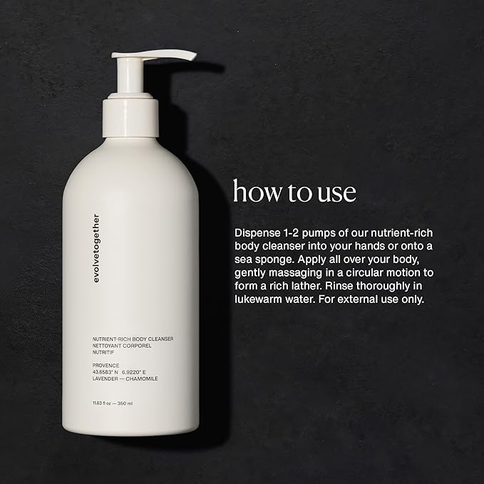 evolvetogether Nutrient-Rich Body Cleanser for Women &amp Men | Provence – Chamomile Lavender &amp Vanilla | Cream-to-Oil Hydration Gently Cleanses | Vegan Cruelty-Free Sulfate Free | (11.8 fl o