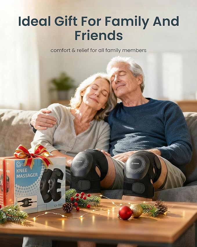 COMFIER Cordless Heated Knee Massager with Vibration Knee Brace with Graphene Heating Pad 5 Modes &amp 3 Heat Levels Portable Knee Massager for Men Women Seniors Gift for Mom Dad