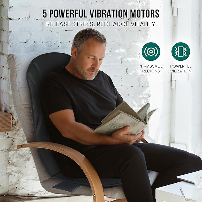 Snailax Vibration Back Massager with Heat &amp Shiatsu Neck and Shoulder Massager – Full-Body Massage Solution for Office Home