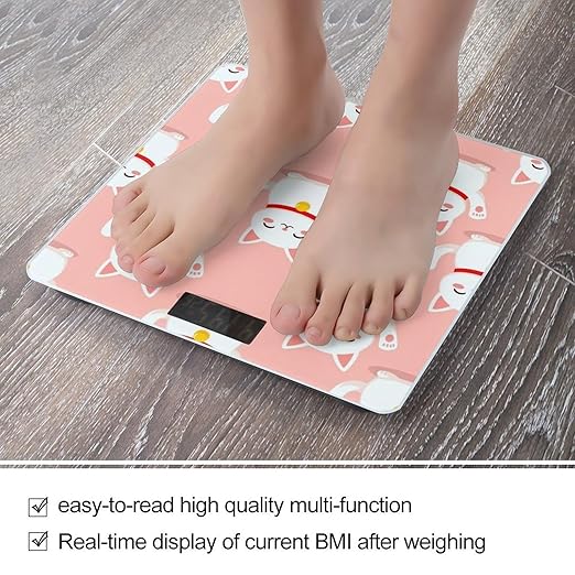 Smart Scale for Body Weight Automatic Switch Digital Bathroom Weighing Scale Japan Lucky Cat Funny Fat Cats Pink