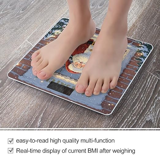 Santa Outside The Window Scale for Body Weight Digital Bathroom Scale Toughened Glass High Precision Scales for Body Weight with Large LCD Backlight Display Weight Scales