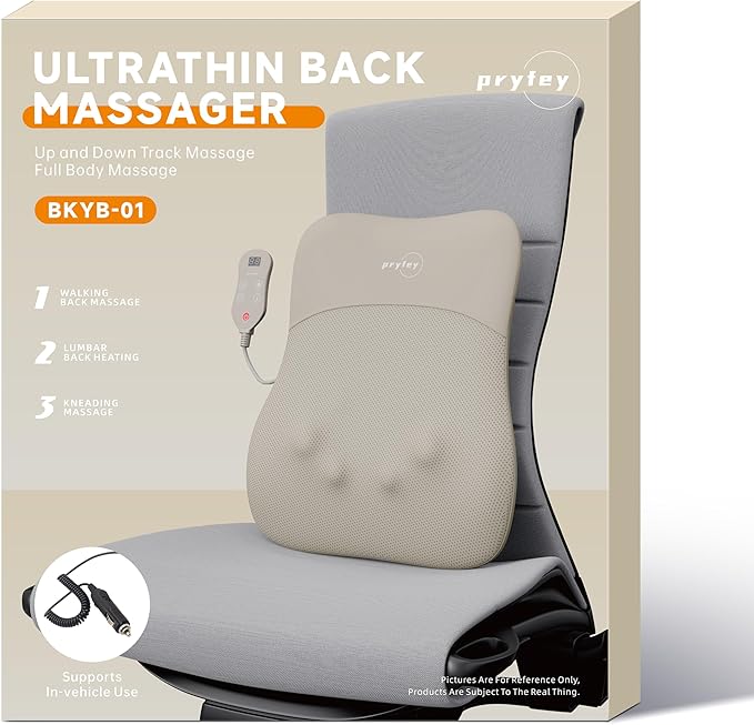 Back Massager Rolling Up and Down Back Massager with Heat Back Massage 4D Kneading for Pain Relief Deep Tissue Ultrathin Shoulder Massager Mother's Day Gift for Women Men Parents Khaki