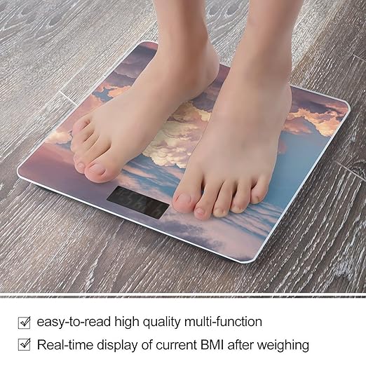 Clouds in The Sky Smart Scale for Body Weight Accurate Bathroom Scale with LED Display Digital Weight Scales Weighing Machine High Precision Scales for Bath Home