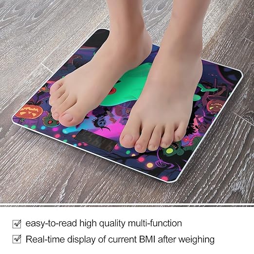 Halloween Ghost Weight Scale Cute Bathroom Scale for Body Highly Accurate Digital Weighing Machine for People Compact LCD Display Scales with Sturdy Toughened Glass Scales