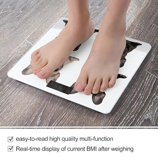 French Bulldog Scale for Body Weight Highly Accurate Digital Bathroom Body Scale Digital Bathroom Scales for People Anti-Slip Large LCD Display Smart Scales