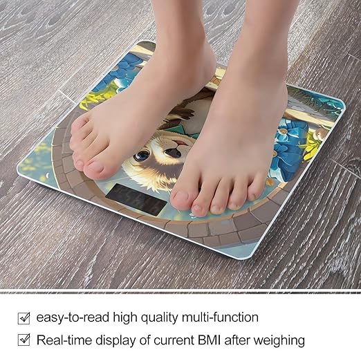 Cute Otter Scale for Body Weight Accurate Digital Bathroom Scale Toughened Glass High Precision Scales Smart Weight Scales with Large LCD Backlight Display Weighing Machine
