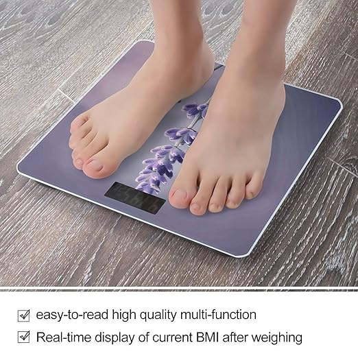 Lavender Flower Weight Scale Highly Accurate Digital Weighing Scale with Large LCD Display Smart Bathroom Scales for Home Bedrooms and Gift Giving