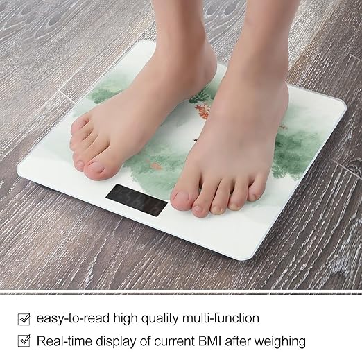 Mountain Forest Bathroom Scale for Body Weight LCD Display Digital Bathroom Scale Tempered Glass Bathroom Weight Scales Fashion Smart Scales for Home Bedroom 400 Lb