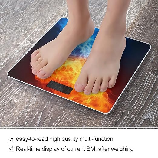 Smart Scale for Body Weight Digital Bathroom Weighing Scale Energy Saving Scale Red and Blue Fire Black