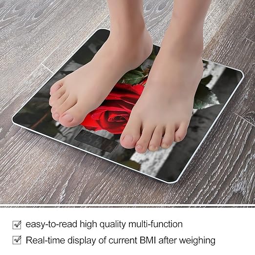Blooming Red Rose Scale for Body Weight Digital Bathroom Scale Accurate Smart Weight Scales with Large Display Weighing Machine High Precision Scales