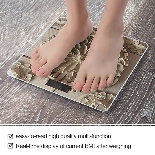 Wood Carving Texture Scale for Body Weight Smart Scales Digital Bathroom Scale High Precision Weighing Scales with Large Display Weighing Machine for People