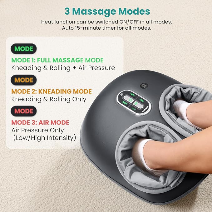 Nekteck Foot Massager with Heat: 2026 Upgraded Remote Control Shiatsu Feet Massager for Plantar Fasciitis Deep Kneading Therapy Air Compression Massage Tools for Foot Health Gifts for Men Women