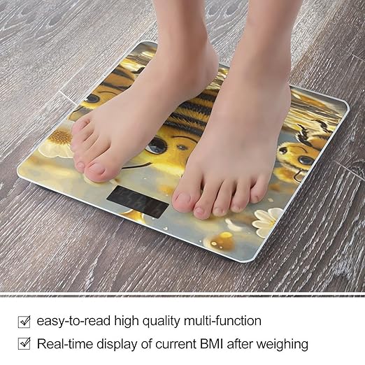 Cute Bees Honey Scale for Body Weight Smart Scales Digital Bathroom Scale High Precision Weighing Scales with Large Display Weighing Machine for People