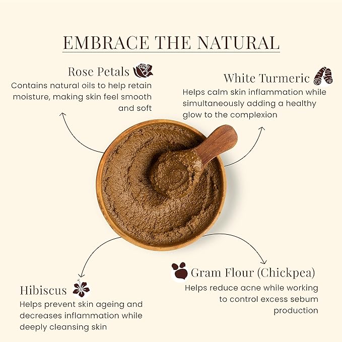 Ayurvedic Ubtan Body Cleanser with Gram Flour White Turmeric Hibiscus Rose | Men &amp Women- 100 GRAM