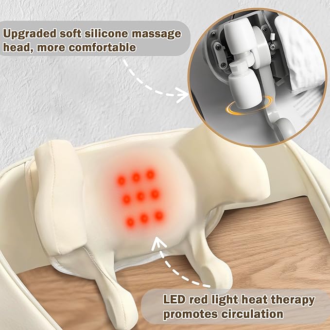 Joyset Neck Massager for Pain Relief Deep Tissue Cordless Neck Massager and Shoulder with Heat 6D Kneading Shiatsu Massage for Legs Body Chrismas Birthday Gift