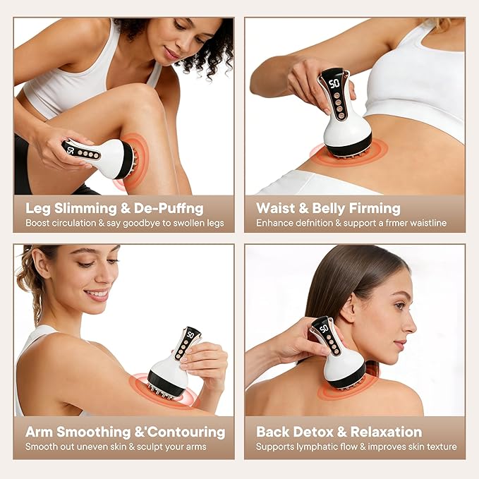 Lymphatic Drainage Massager &amp Massage Tool Body Sculpting Machine &amp Fascia Blaster for Cellulite with Microcurrent Light Heat &amp Vibration for Legs Arms &amp Belly