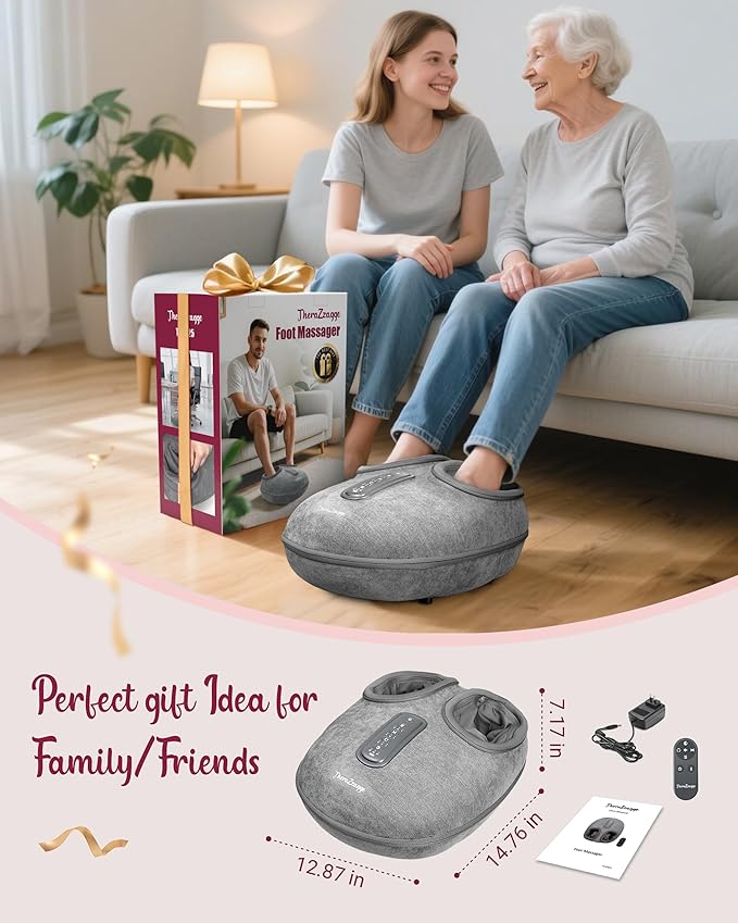 Shiatsu Foot Massager with Heat [2026 Upgraded] Gifts for Him Her FSA Eligible Deep Kneading Compression Remote Control HSA Feet Massage for Plantar Fasciitis Fits Size 14
