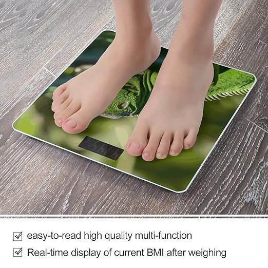 Green Lizard Weight ScaleClear LED Display Bathroom Digital Weighing ScaleTempered Glass Digital Bathroom Scale for Body Weight Capacity Up to 400 Lbs