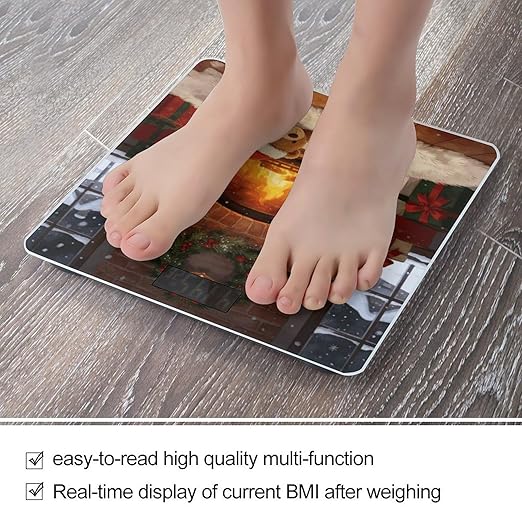 Cozy Christmas Smart Scale for Body Weight Digital Bathroom Scale Toughened Glass Weight Scale with Large LCD Backlight Display High Precision Scales Weighing Machine