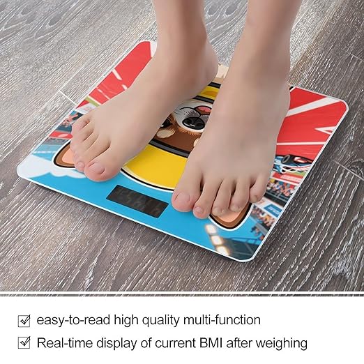Chihuahua on Track Weight Scale Cute Bathroom Scale for Body Highly Accurate Digital Weighing Machine for People Compact LCD Display Scales with Sturdy Toughened Glass Scales