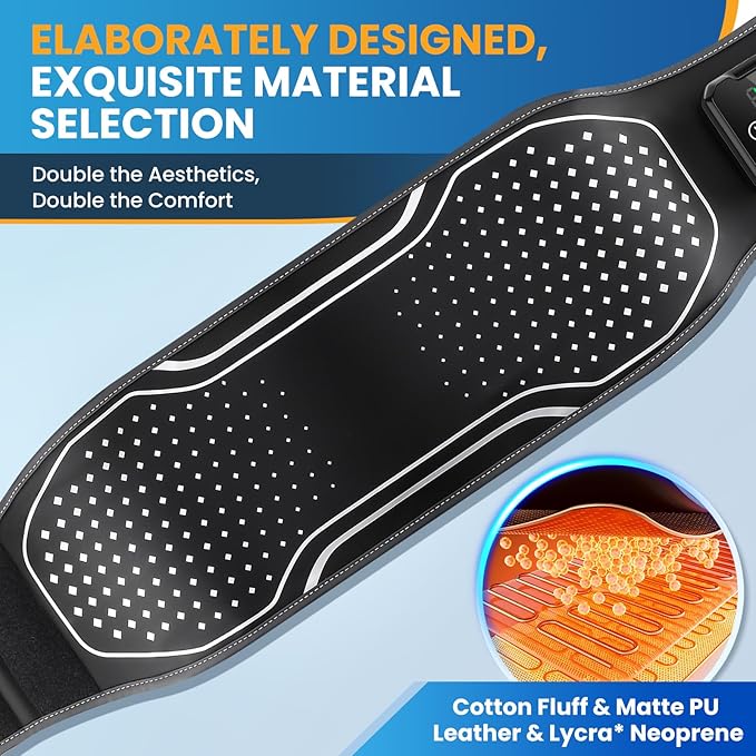 Cordless Back Massager with Heating Pad – Inflatable Lumbar Belt for Lower Back Pain Relief Deep Tissue Vibration Massage Sciatica Support &amp Muscle Recovery for Men and Women