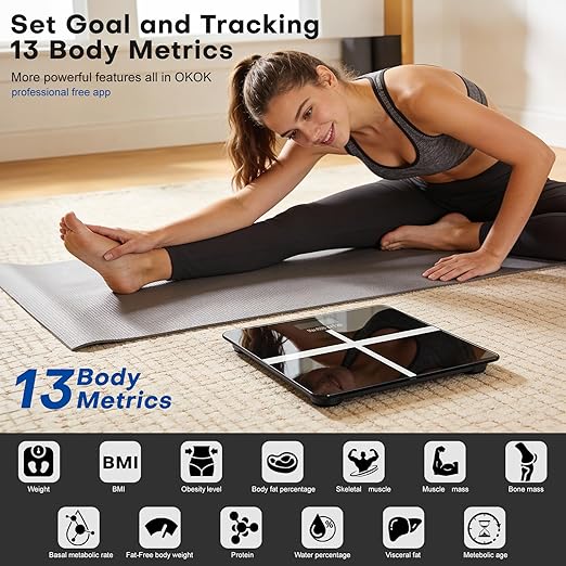 Smart Body Weight Scale Digital Bathroom Scale Measures BMI and Body Composition Equipped with a Smartphone app Maximum Weight Capacity 400 lbs/180 kg.