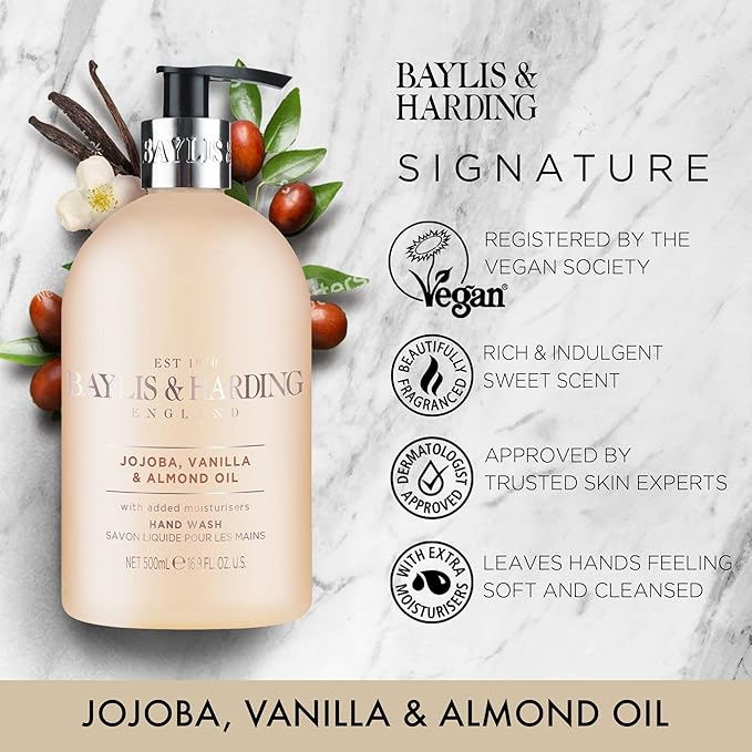 Baylis &amp Harding Jojoba Silk &amp Almond Oil 16.9 Ounces Hand Wash Pack Of 3