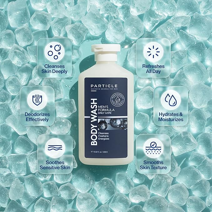 Particle Men’s Body Wash Daily Skin Care for Men with Dead Sea Minerals Hydrating Moisturizing Shower Gel and Cleanser for Men All Skin Types Fresh Citrus and Woody Scent 13.52 FL OZ