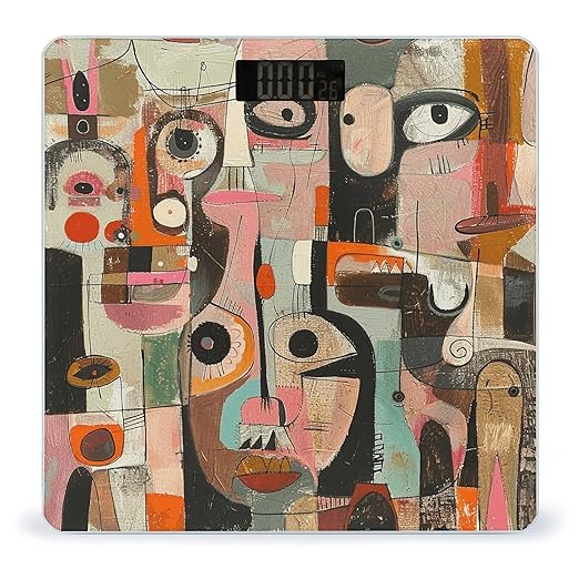 Abstract Style Painting Scale for Body Weight Accurate Digital Bathroom Scale Toughened Glass High Precision Scales Smart Weight Scales with Large LCD Backlight Display Weighing Machine