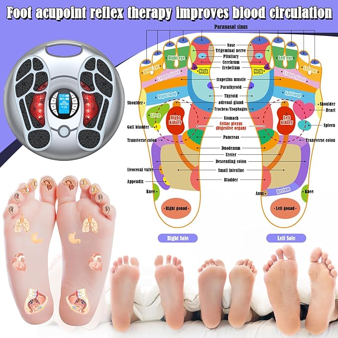 Foot Massager for Neuropathy TENS &amp EMS Foot Circulation Stimulator for Pain Relief Relieve Swelling Cramps RLS &amp Plantar with Remote Control