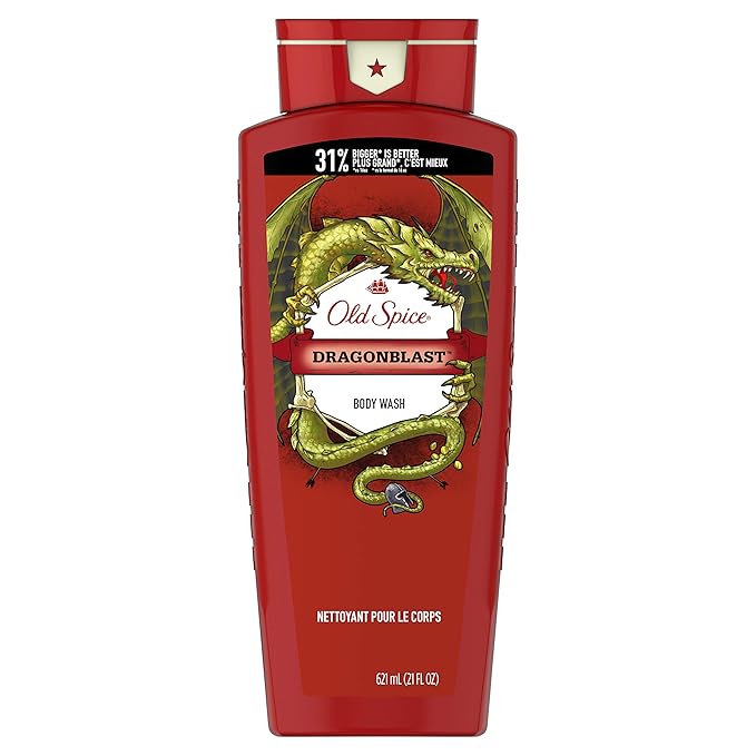 Old Spice Body Wash for Men Wild Collection Dragonblast Scent 21 Fl Oz Red (Pack Of 4)