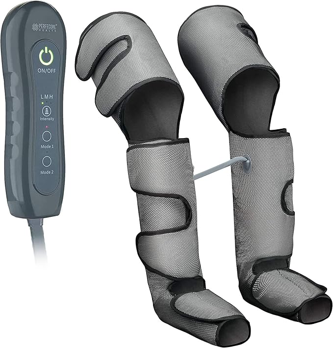 Leg Massager with Heat Air Compression Foot Massager for Circulation Muscles Relaxation Adjustable Feet Calves Massager with 3 Pressure Levels &amp 7 Massager Modes Small No Knee Gray